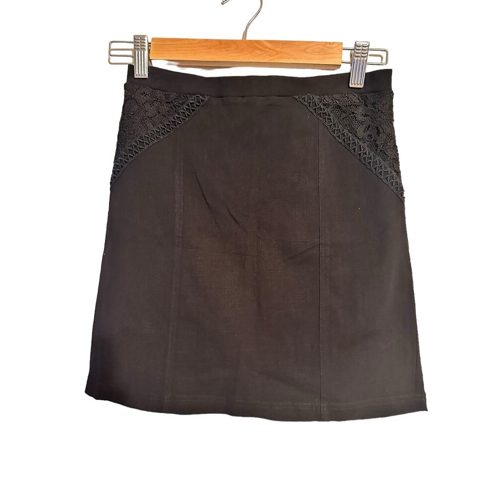 Intimately Free People Lace Black Mini Skirt Rayon Spandex Blend Size Small